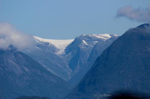 Ice capped mountains along the Sognefjord 